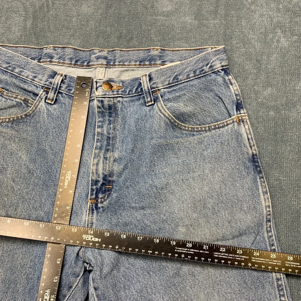 Rustler Bermuda Shorts Mens 34x34 Blue Denim Light Wash Frayed Hem 5 Pockets